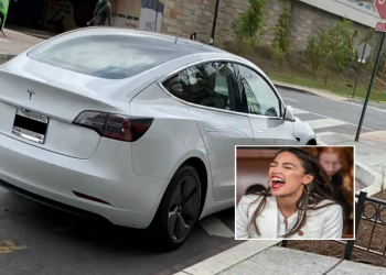 Democratic Socialist AOC Illegally Parked Her Tesla Model 3 Long Range Outside a Whole Foods Just Walking Distance From Her Luxury Apartment