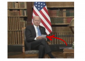 It Looks Like Biden Was using a Cheat Sheet During His Meeting With Putin
