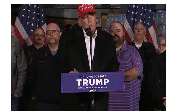 Trump Sends East Palestine 14,000 Bottles of Water By the Truckloads After Train Derailment