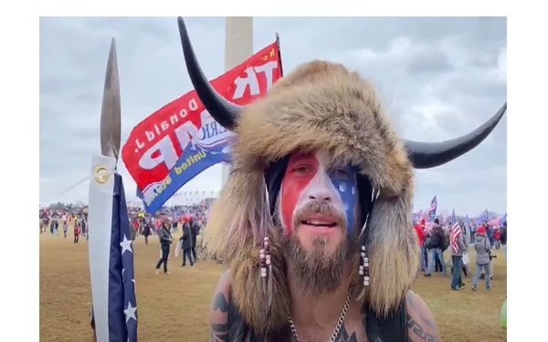 Censored Video Reveals ‘Qanon Shaman’ Jacob Chansley Repeating Trump’s Pleas To Remain Peaceful and Go Home [VIDEO]