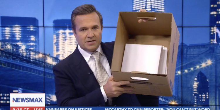 Newsmax Host Takes to Live TV to Show How Seized Trump Classified Docs Fit Into One Box