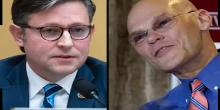 Ragin’ Cajun James Carville Said To Bill Maher: Christian Nationalist Mike Johnson ‘is a bigger threat than al-Qaeda to this country’